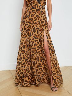 L'AGENCE - Luca Silk Slit-Front Maxi Skirt in Multi Sahara Leopard Dramatic Silhouette, Silk Maxi Skirt, Rebecca Vallance, Cami Nyc, Silk Maxi, Camilla And Marc, Linda Farrow, Silk Skirt, Fall Winter Fashion