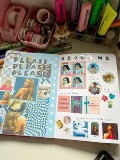 Sketchbook About Me Page, Scrapbook About Me Page, Scrapbook Ideas About Me, My Favs Journal, About Me Scrapbook Page Ideas, Things To Put In A Journal, Scrapbook About Me, Sketchbook Collage Ideas, Collage About Me