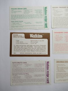 four different types of labels on a white surface with brown and green trimmings