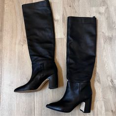 Knee High Slouchy Leather Boot Euc Worn Twice No Box Included Slouchy Leather Boots, Black Boots Tall, Leather Boot, Boots Fall, Sam Edelman Shoes, Shoes Heels Boots, Sam Edelman, Knee High Boots, Shoes Women Heels