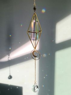 Aesthetic Crystal Suncatcher with moon symbol, crystal prism ornaments creating rainbow lights, aesthetic bedroom window hanging decor, Boho room decor, Bohemian style home home decor, Car hanging decor rainbow maker Witchy Symbols, Entrance Patio, Spiritual Home Decor, Window Siding, Diy Wind Chimes, Garden Entrance, Boho Room Decor, Patio Backyard, Disco Lights