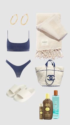 Coastal Granddaughter Bathing Suit, Beachy Aesthetic Swimsuit, Beach Outfit Collage, Cute Aesthetic Bikinis Blue, Summer Vacay Outfits, Swim Outfits, Vacation Suitcase, Fit Layout, Luxury Outfit