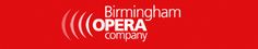 the birmingham opera company logo on a red background