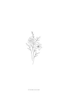 a line drawing of flowers on a white background