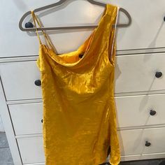 Never Worn- Tag On Yellow Floral One Shoulder & Adjustable Straps Gold Romper, Ruffle Shoulder Dress, Sequin Homecoming Dress, Black One Shoulder Dress, Asymmetrical Midi Dress, Yellow Floral Dress, Lulus Dresses, Dresses One Shoulder, Pleated Maxi Dress