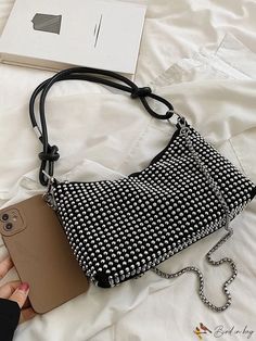 BirdinBag - Chic Chain Bucket Bag with Studded Design Chain Pattern, Plain Style, Style Punk, Bag Bag, Polyester Material, Bags Shoulder, Bucket Bag, Shoulder Bags, Composition