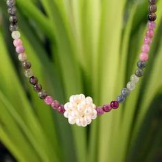 Beaded Tourmaline and Pearl Necklace - Ivory Chrysanthemum | NOVICA Pearl Rope, Yellow Pearl, Buy Pearls, Floating Necklace, Princess Necklace, Silver Pearl Necklace, Tourmaline Necklace, Cluster Necklace, Tourmaline Beads