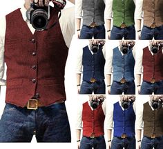 Aidase Men's Casual Suit Vest Steampunk Style Wedding Best Man Waistco – aidase-shop Groom Waistcoat, Mens Tweed Vest, Casual Suit Vest, Wedding Best Man, Vest Outfits Men, Men Waistcoat, Mens Vest Fashion, Mens Casual Suits, Herren Style