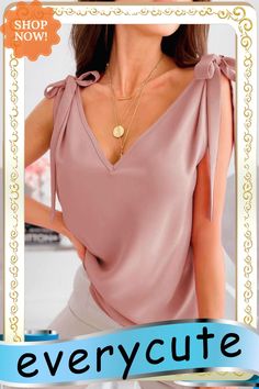 Sweet Women V-neck Sleeveless Straps Tops V-neck Tank Top For Party, Feminine V-neck Vest For Summer, Summer Feminine V-neck Vest, Feminine V-neck Vest For Spring, Chic Pink V-neck Tank Top, Chic Pink V-neck Vest, Pink V-neck Vest For Summer, Feminine V-neck Camisole For Parties, Strap Tops