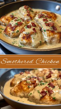 Smothered Chicken Chicken With Mashed Potatoes Meals, Chicken And Gravy Over Mashed Potatoes, Oven Baked Smothered Chicken, Smothered Chicken Crockpot, Chicken And Mashed Potatoes Recipes, Queso Smothered Chicken, Smothered Chicken With Gravy, Smothered Chicken Thighs, Smothered Chicken And Rice