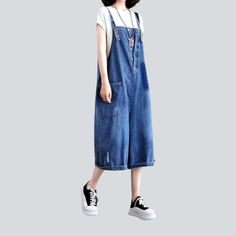 Make a statement this season with our 2023 Summer Collection the knee-length slouchy denim romper. Perfectly combining street style with vintage-inspired details. this must-have romper features suspenders. buttons closure and is crafted from premium denim for ultimate comfort and durability.Distinctive Features: Knee-Length Design: Designed to hit just below the knee. this romper offers a modern. street mode that is perfect for any occasion. Baggy Fit: Its slouchy fit gives it an effortless. com Medium Wash Overalls For Day Out, Casual Shortalls Overalls For Day Out, Casual Denim Shortalls With Pockets, Trendy Cotton Overalls For Day Out, Casual Relaxed Fit Shortalls For Fall, Casual Relaxed Fit Shortalls For Day Out, Spring Shortalls Overall For Day Out, Spring Shortalls For Day Out, Denim Shortalls For Day Out