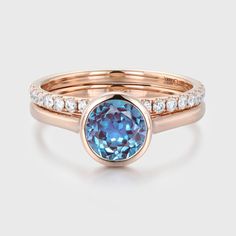 6.5mm Round Cut Bezel Alexandrite Ring Set 14K Rose Gold Bezel Set Ring Anniversary Gift 14k Rose Gold Rings With Bezel Setting, Classic 14k Rose Gold Ring With Bezel Setting, 14k Rose Gold Stackable Rings With Bezel Setting, 14k Rose Gold Diamond Ring With Bezel Setting, 14k Rose Gold Rings With Bezel Setting For Anniversary, Rose Gold Round Topaz Birthstone Ring, Rose Gold Solitaire Topaz Ring Round Cut, Rose Gold Rings With Bezel Setting, Rose Gold Stackable Rings With Gemstone, Round Cut