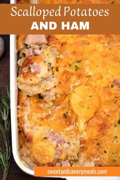 a sheet pan with scalloped potatoes and ham Best Scalloped Potatoes And Ham, Best Scalloped Potatoes, Potatoes And Ham, Scalloped Potatoes And Ham, Leftover Ham Recipes, Savory Meals, Clean Eating Recipes For Dinner, Leftover Ham