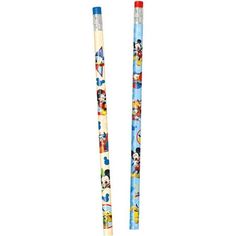 two pencils with cartoon characters on them