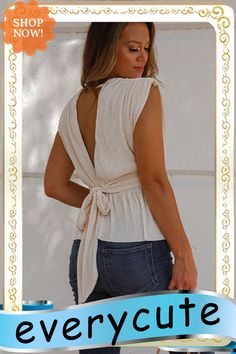 Apricot Deep V Neck Backless Peplum Top Chic Apricot Blouse For Spring, Elegant Apricot Tops For Summer, Elegant Apricot Top For Summer, Chic Apricot Summer Tops, Chic Apricot Sleeveless Top, Chic Apricot Tops For Brunch, Sleeveless Beige Blouse For Brunch, Top Women, Women Tops