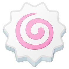 a pink and white circular sticker with the letter o in it's center