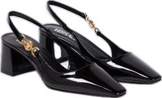 Luxury Slingback Pumps With Branded Heel For Business, Luxury Slingback Pumps With Branded Heel Counter For Business, Formal Leather Heels With Logo, Luxury Black Slingback Pumps For Business, Elegant Formal Heels With Logo, Trendy Leather Slingback Pumps For Evening, Trendy Leather Slingback Pumps For Formal Occasions, Chic Formal Heels With Logo, Luxury Heels With Logo For Formal Events