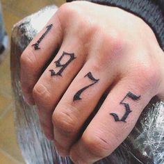 a person with two different tattoos on their fingers