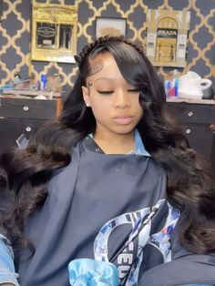 #wigs #frontalinstall #wiginstall #wiginstallation #laceclosure #lacewigs #lacefrontal #lacefrontalwig #exotichairstyles Cute Wig Hairstyles Side Part, Up And Down Frontal Wig, Wig With Fishtail Braid Side Part, Deep Side Part Wig With Fishtail Braid, Styles With Frontal Wig, 13x6 Wig Hairstyles, Hoco Wig Hairstyles, Side Part Frontal Wig Hairstyles, Black Lace Front Wigs Hairstyles