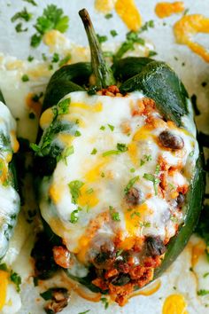 stuffed bell peppers with cheese and other toppings