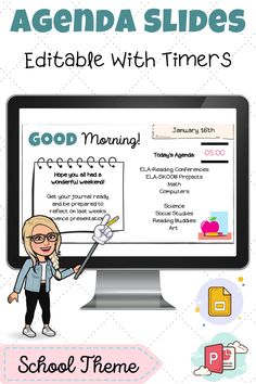 These editable daily classroom agenda slides are an excellent way to communicate with your students both in person and virtually. Use the templates to share a morning message, assign a bell ringer, let students know what to expect for the week ahead and/or give directions as they wait for class to begin. The included timers are also a great way to keep students on task and working productively. #classroomagenda #digitalagenda #googleslides #dailyagenda #morningmessage #teacherresource #teacher Daily Slides For Classroom, Morning Slides Elementary, Classroom Powerpoint, Teacher Morning Slides, Daily Agenda Template, Classroom Agenda, Daily Agenda Classroom Google Slides, Daily Agenda Slides, Reading Buddies