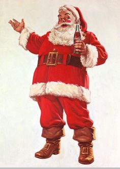 an old photo of santa claus holding his hand out