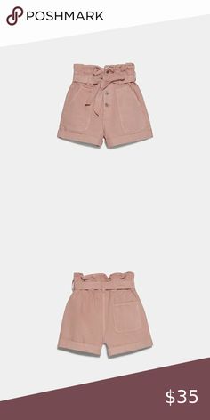 Zara Paperbag Shorts Dusty Pink High-waisted shorts. Front pockets and back patch pocket. Cuffed hem. Tied self belt. Front zip and button closure. Size 28 (US 6) Zara Shorts Chic Paperbag Waist Shorts With Tie, Summer Paperbag Waist Belted Shorts, Summer Paperbag Waist Shorts With Belt Loops, Summer High-waisted Belted Shorts, Belted High-waisted Shorts For Summer, Chic Belted Cotton Shorts, Casual Belted Shorts For Summer, Zara High-waisted Shorts With Pockets, Chic High Waist Tie Waist Shorts