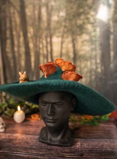 Forest Witch hat with mushrooms and a Squirrel forest wizard | Etsy Brimmed Felt Hat For Halloween Costume, Witchy Costume Hats With Curved Brim For Fall, Curved Brim Felt Hat For Halloween Costume, Witchy Brimmed Winter Costume Hats And Headpieces, Witchy Costume Hat For Fall, Curved Brim Costume Hats And Headpieces For Fall, Halloween Costume Felt Hat With Brim, Fall Costume Hats And Headpieces With Curved Brim, Curved Brim Costume Hats For Fall