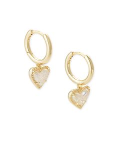 Buy Ari Heart Gold Huggie Earrings in Iridescent Drusy at KendraScott. Gold Huggie Earrings, Huggie Earrings Gold, Preppy Jewelry, Mode Zara, Kendra Scott Earrings, Jewelry Accessories Ideas, Jewelry Lookbook, Huggie Earrings, Kendra Scott Jewelry