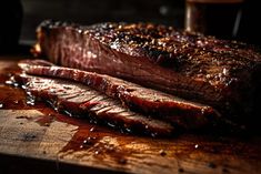 two steaks are sitting on a cutting board