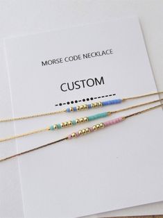 Morse Code necklace for women Personalized jewelry for her | Etsy Minimalist Customized Jewelry For Personalized Gift, Customizable Minimalist Adjustable Jewelry, Customizable Dainty Necklace With Adjustable Fit, Minimalist Adjustable Necklace For Personalized Gifts, Dainty Adjustable Customizable Necklace, Customizable Dainty Adjustable Necklace, Minimalist Handmade Bracelets For Personalized Gift, Customized Dainty Jewelry For Everyday, Minimalist Customizable Necklaces As Gift