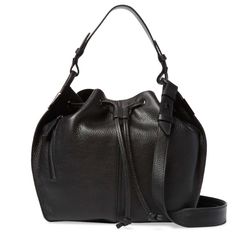 Description: Small Leather Bucket Bag. Never Worn. Incredible Leather Quality. Single Flat Top Handle And Optional Shoulder Strap Exterior Front Zipper Pocket And Back Flat Pocket Fabric Interior Lining With One Flat Pocket And One Zipper Pocket Drawstring Closure Measurements: Body Length 9½", Height 9", Width 5", Drop Handle 5", Strap Drop 19" Material: Leather Brand: Time's Arrow Origin: Imported No Trades Textured Leather Bucket Bag For Errands, Classic Black Bucket Bag For Errands, Classic Black Bucket Bag For Casual Use, Black Textured Leather Bucket Bag With Top Handle, Black Textured Leather Top Handle Bucket Bag, Black Leather Pouch Bucket Bag, Black Leather Bucket Bag Shaped As Pouch, Textured Leather Crossbody Bucket Bag For Errands, Black Leather Bucket Bag Pouch