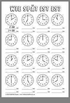 printable worksheet for telling time to the hour and five o'clock