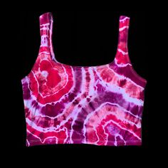 Pink geode tie dye crop tanked top!  This item is MADE TO ORDER ! This means that it will likely look slightly different than the one pictured, because no two tie dyes are exactly the same! The same colors and design will be used of course:) SIZES OFFERED  *All Tank top designs are available in sizes small, medium, XL , 2XL  *all crop tops can be made as a full length tank!  *If you need a size that is not offered , or want a design in a child's size, feel free to message me!  *If want the desig Pink Fitted Crop Top For Yoga, Fitted Pink Crop Top For Yoga, Pink Crop Top For Yoga And Spring, Fitted Tie Dye Crop Top For The Beach, Pink Cropped Yoga Tops, Pink Cropped Tops For Yoga, Pink Crop Top For Summer Yoga, Pink Crop Top For Yoga And Summer, Pink Crop Top For Yoga In Summer