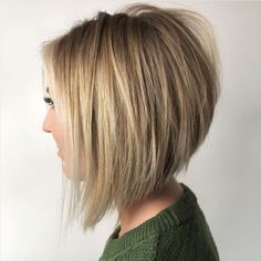 Bob Lung, Low Maintenance Short Haircut, A Line Haircut, Line Bob Haircut, Balayage Bob, Bronde Balayage, Stacked Bob Haircut