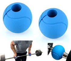 a man is holding a barbell and lifting it with two different images in front of him