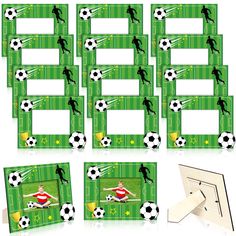 PRICES MAY VARY. Rich Quantity for Your Athletic Memories: with 12 quality cartoon soccer picture frames, you can give life to your treasured moments; They're also ideal to present and share your love for sports with family and friends; An ideal addition to your sports athletics frames collection Solid Wood, Lasting Durability: our sports themed photo frames are crafted from quality wood, promising durability and protection against breakage or deformation; This special picture frame will frame y Birthday Sports Theme, Sports Theme Party, Soccer Theme, Theme Pictures, Team Pictures, Wood Photo Frame, Special Pictures, Wood Photo, Picture Gifts