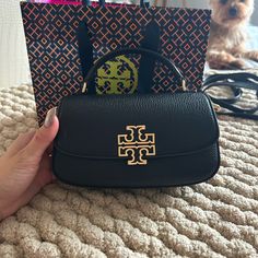 Only Used Once! Super Cute! Fits A Regular Iphone, Keys, Cards, Lipgloss. Sold Out Online. Leather. Perfect For Nights Out Tory Burch Britten Mini Top Handle Bag, Brand Purses, Tory Burch Britten, Mini Top Handle Bag, Micro Bags, Baggage Claim, Mini Top, Tory Burch Bags