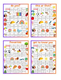 four printable games for children to play on the same day, including numbers and colors