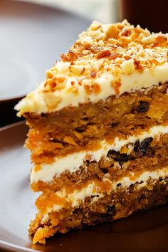 a piece of carrot cake on a plate