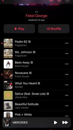 an iphone screen showing the music player's playlist and other audio options on it