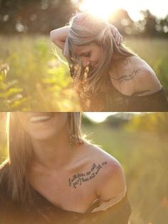 two pictures of a woman with tattoos on her chest and the caption, i am not sure what this is