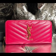 Pink Zipper Wallet,Hard To Find Color ,Comes W Ysl Box Ysl Box, Saint Laurent Bags, Yves Saint Laurent Bags, Find Color, Zipper Wallet, Hard To Find, Yves Saint Laurent, Saint Laurent, Bag Lady