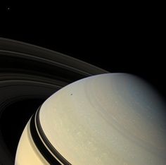 saturn and its rings are shown in this artist's rendering from nasa, taken by the hubpler