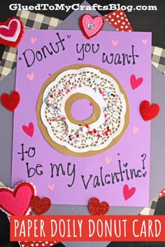 a valentine's day card with a donut on it