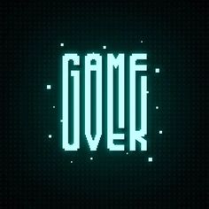 the word game over written in pixel style on black background with green and white dots