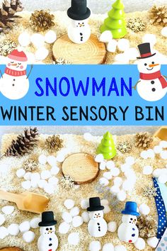 snowman winter sensory bin