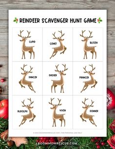 reindeer scavenger hunt game for christmas