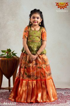 Pattu Paavadai Top Design For Kids, Patu Pavadai Designs For Women, Tissue Pattu Lehenga, Pattu Langa Designs For Kids, Latest Pattu Pavadai Designs, Pavadai Sattai Designs Kids, Pattu Pavadai Sattai Designs, Baby Pattu Langa Designs, Kids Pattu Langa Blouse Designs