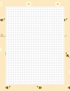 a grid paper with bees and flowers on it